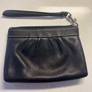 Coach Black Pleated Leather Wristlet